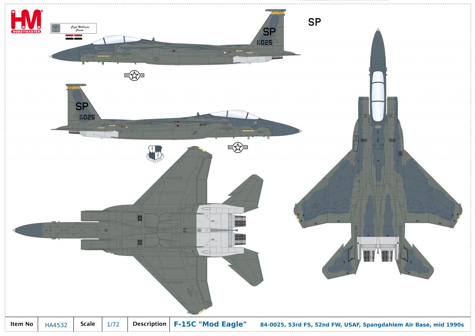 【未使用品】HOBBYMASTER F-15C MOD EAGLE HA4532 F-15C 