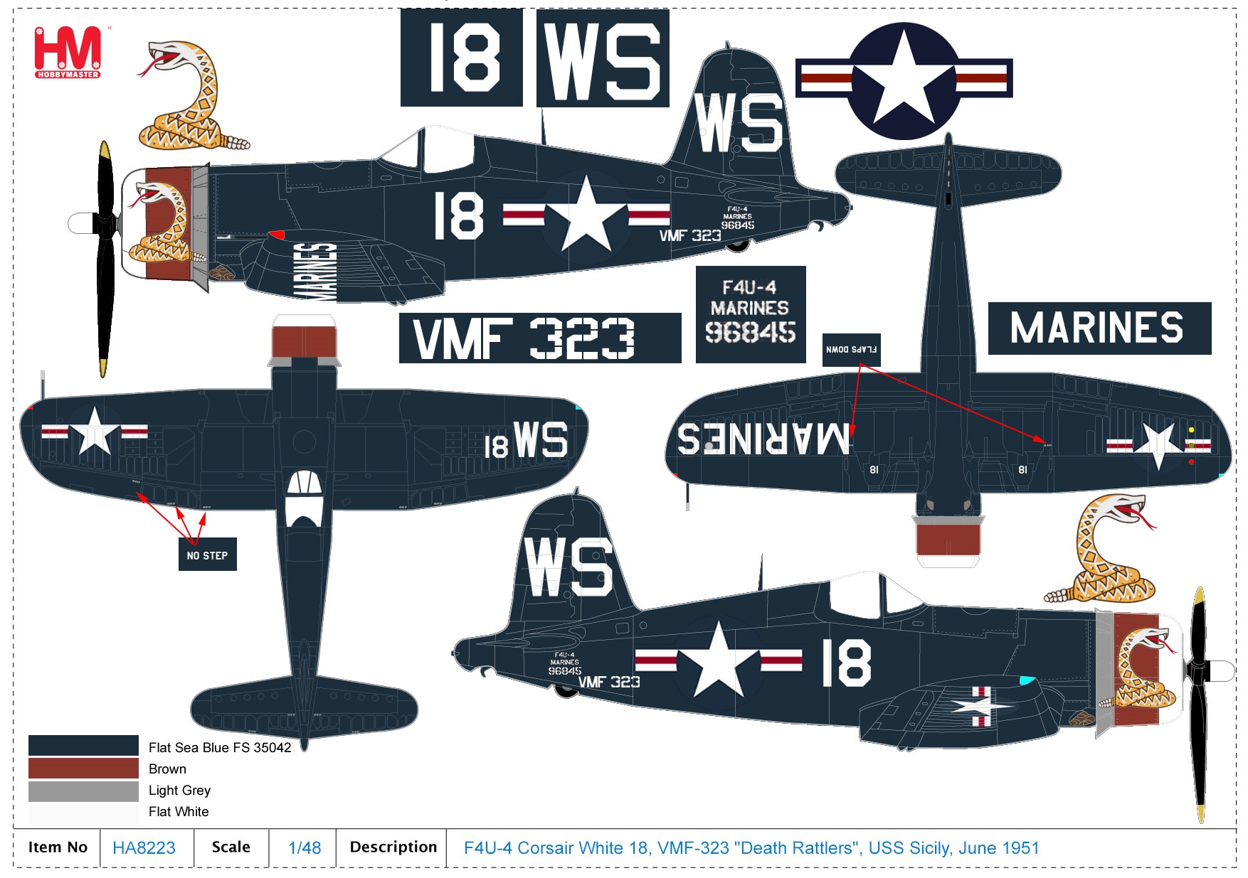 Ready Stock] HA8223 F4U-4 Corsair White 18, VMF-323 